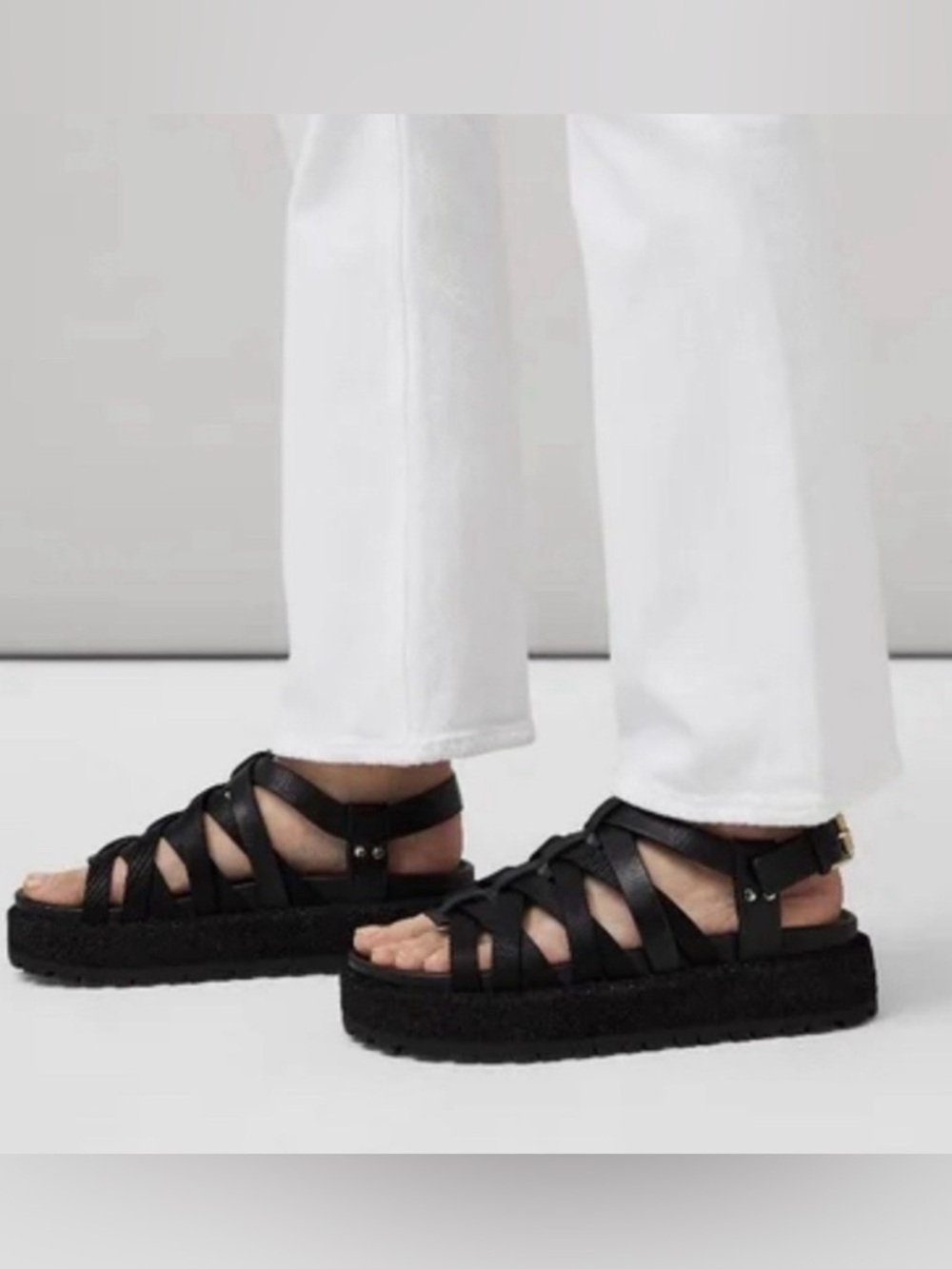 rag & bone Park Platform Fisherman Sandals in Black - Women's Size 37.5